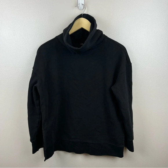Athleta 24/7 Funnel Neck Sweatshirt Womens Size XS Black Cozy Turtleneck Comfy - Picture 1 of 11